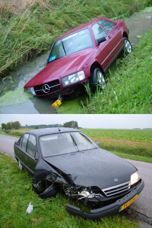 Auto belandt na inhalen in de sloot