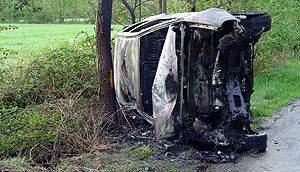 Auto uitgebrand na ongeval