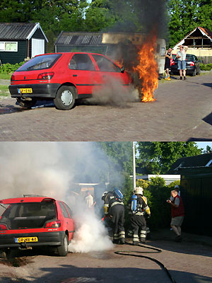 Auto vliegt in brand in Gorredijk