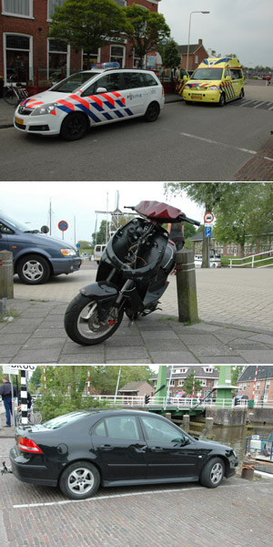Scooter botst op auto Woudweg