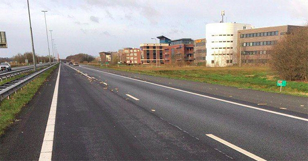 Hout op A7 leidt tot file bij Drachten