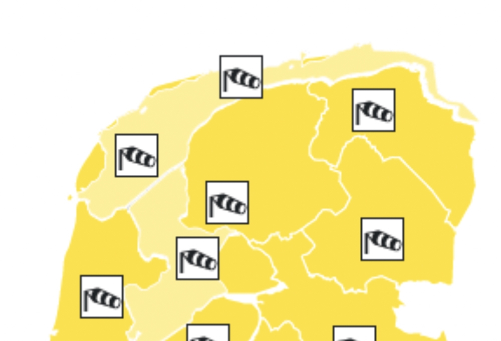 KNMI: code geel afgekondigd voor Nederland