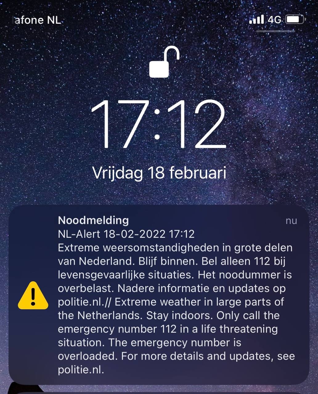 NL-Alert verzonden: noodnummer overbelast