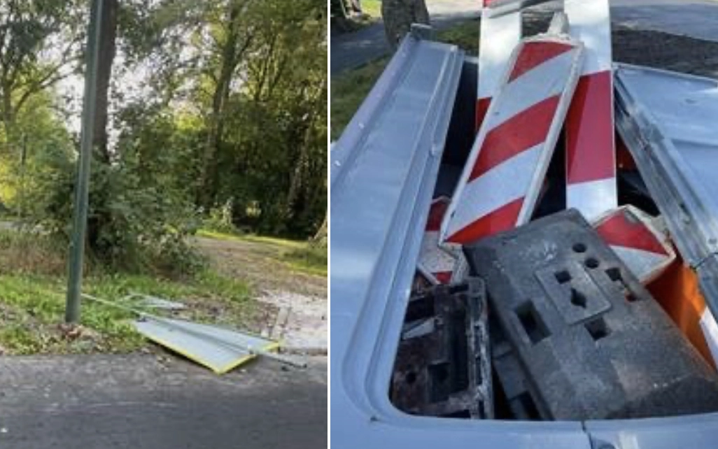 Onbekende verwijdert steeds verkeersborden bij wegwerk Boerestreek-Binnenwei